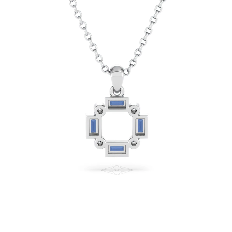 Forme 0.40ct Baguette Cut Lab Sapphire Pendant Necklace in Sterling Silver
