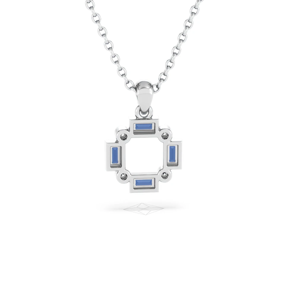 Forme 0.40ct Baguette Cut Lab Sapphire Pendant Necklace in Sterling Silver