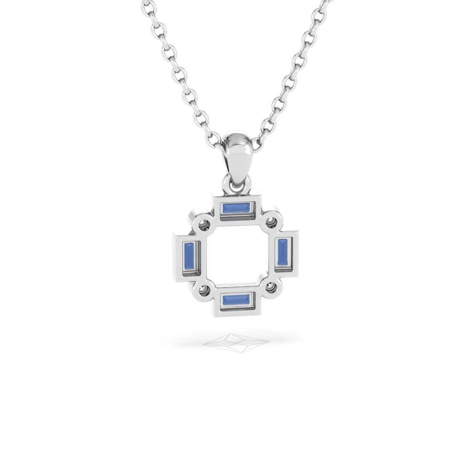 Forme 0.40ct Baguette Cut Lab Sapphire Pendant Necklace in Sterling Silver