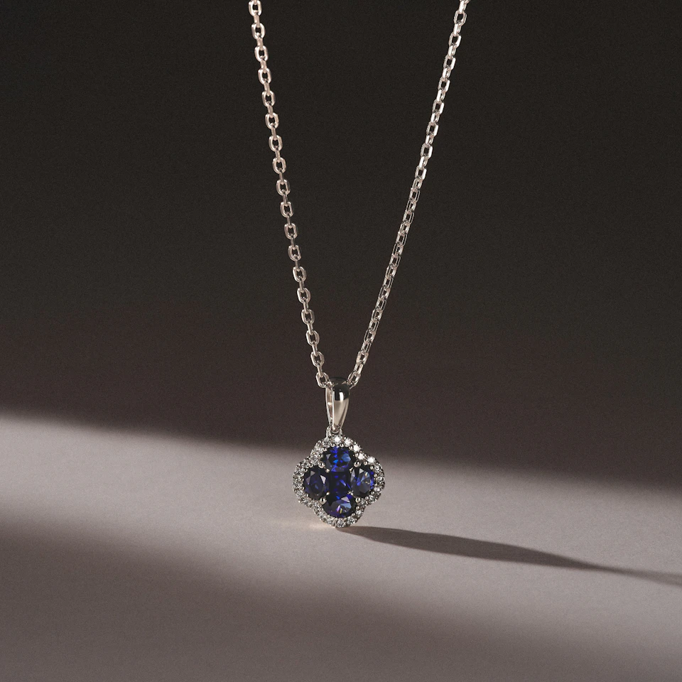 Alegria 1.00ct Lab Emerald Halo Pendant Necklace in Sterling Silver