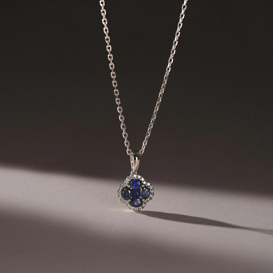 Alegria 1.00ct Lab Emerald Halo Pendant Necklace in Sterling Silver