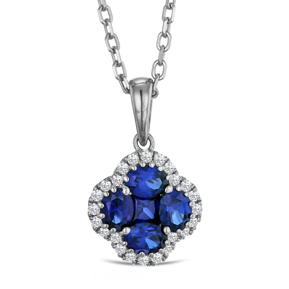 Alegria 1.00ct Lab Emerald Halo Pendant Necklace in Sterling Silver