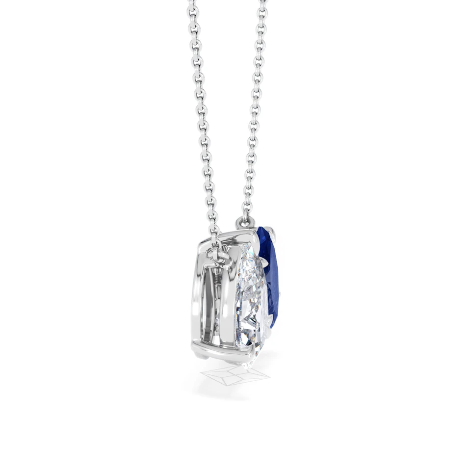 Toi Et Moi 1.50ct Pear Lab Diamond and 1.30ct Marquise Lab Sapphire Necklace in 18K White Gold