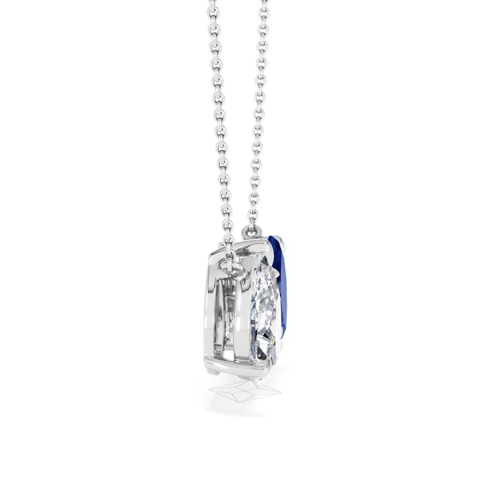 Toi Et Moi 1.50ct Pear Lab Diamond and 1.30ct Marquise Lab Sapphire Necklace in 18K White Gold