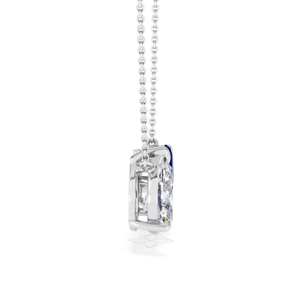Toi Et Moi 1.50ct Pear Lab Diamond and 1.30ct Marquise Lab Sapphire Necklace in 18K White Gold