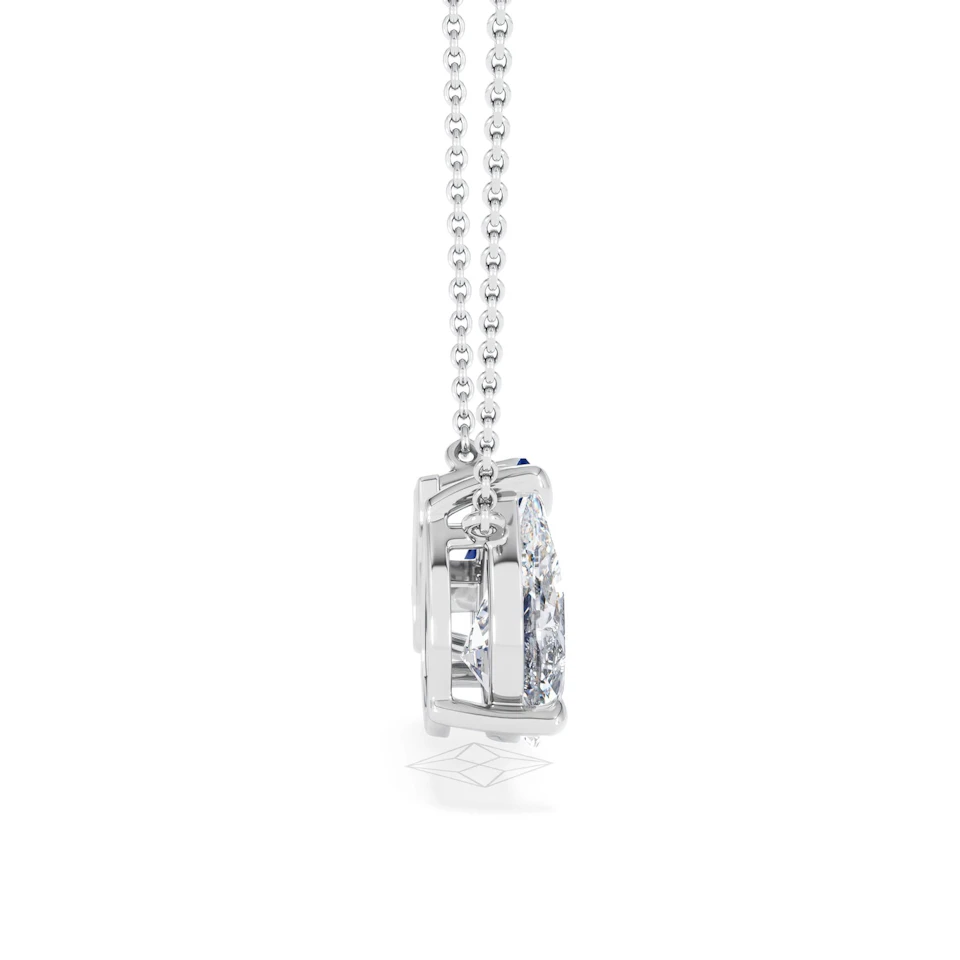 Toi Et Moi 1.50ct Pear Lab Diamond and 1.30ct Marquise Lab Sapphire Necklace in 18K White Gold