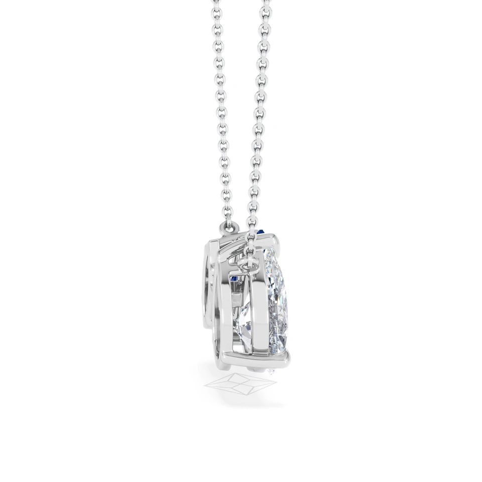 Toi Et Moi 1.50ct Pear Lab Diamond and 1.30ct Marquise Lab Sapphire Necklace in 18K White Gold