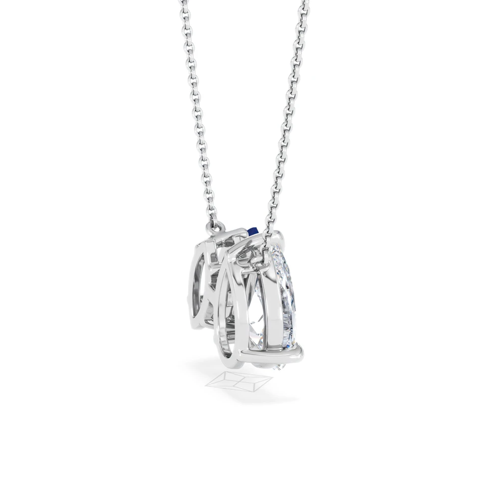 Toi Et Moi 1.50ct Pear Lab Diamond and 1.30ct Marquise Lab Sapphire Necklace in 18K White Gold