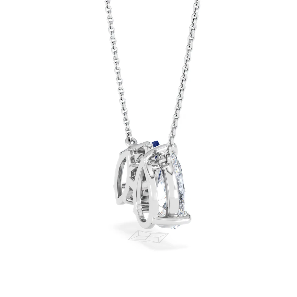 Toi Et Moi 1.50ct Pear Lab Diamond and 1.30ct Marquise Lab Sapphire Necklace in 18K White Gold