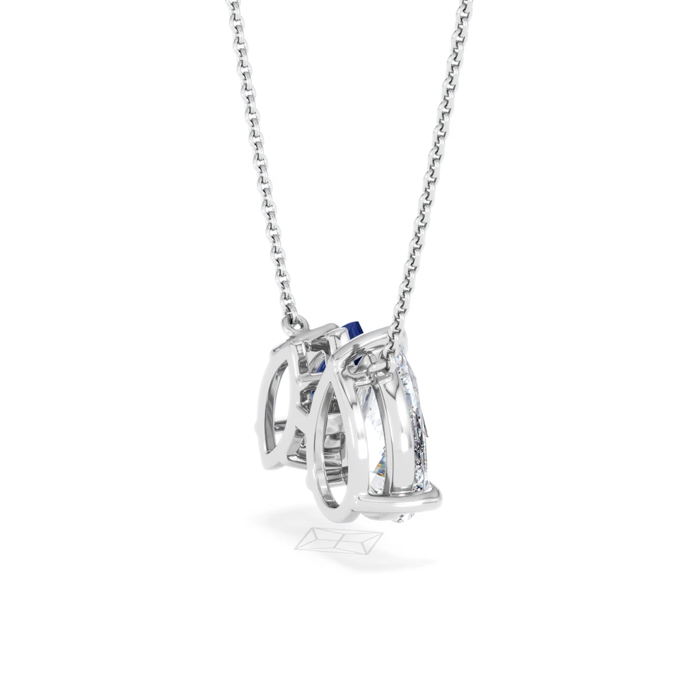 Toi Et Moi 1.50ct Pear Lab Diamond and 1.30ct Marquise Lab Sapphire Necklace in 18K White Gold