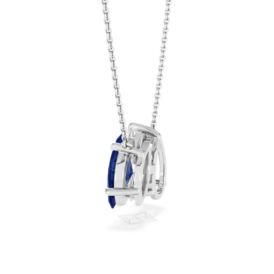 Toi Et Moi 1.50ct Pear Lab Diamond and 1.30ct Marquise Lab Sapphire Necklace in 18K White Gold