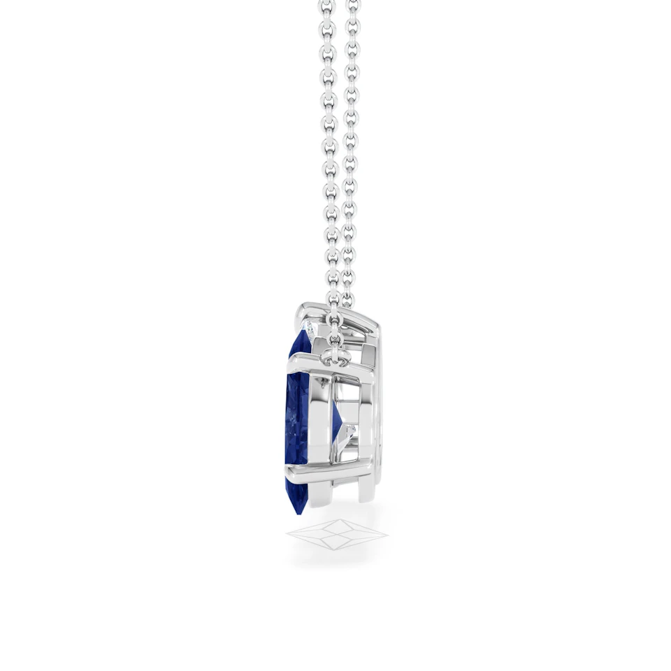 Toi Et Moi 1.50ct Pear Lab Diamond and 1.30ct Marquise Lab Sapphire Necklace in 18K White Gold