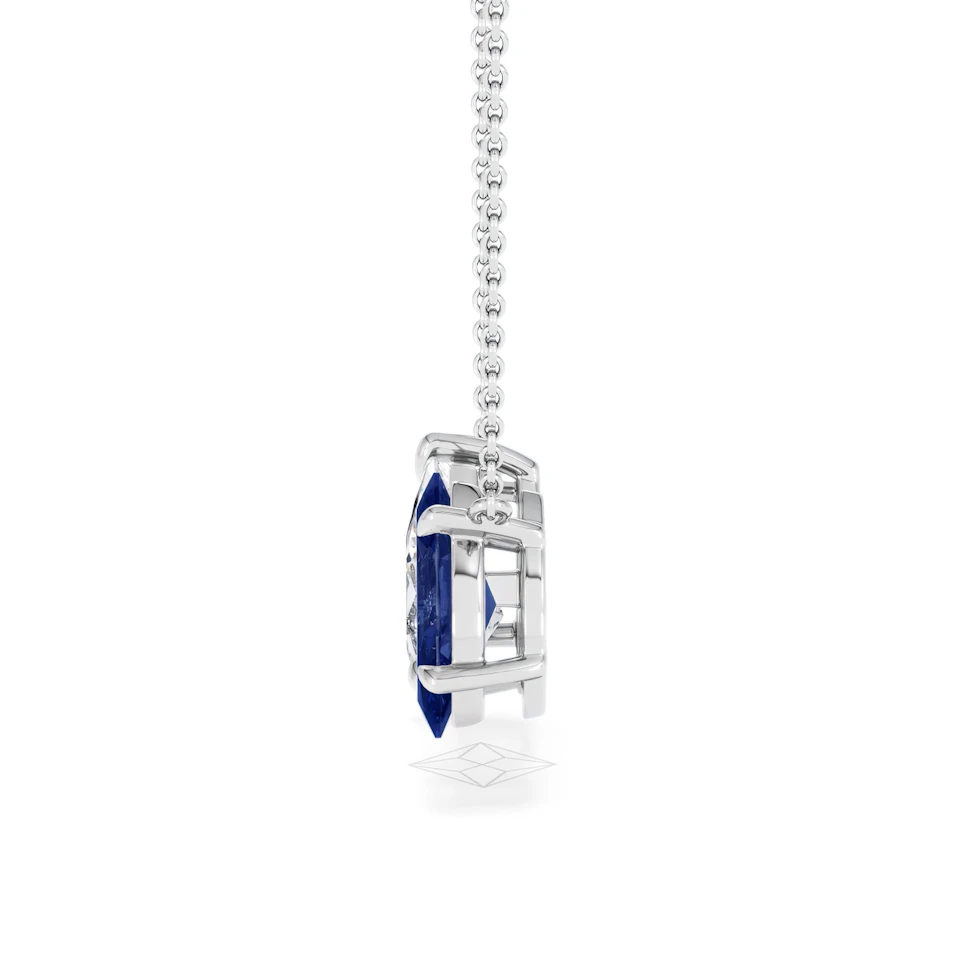 Toi Et Moi 1.50ct Pear Lab Diamond and 1.30ct Marquise Lab Sapphire Necklace in 18K White Gold