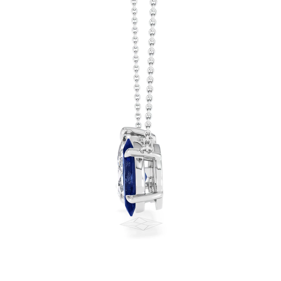 Toi Et Moi 1.50ct Pear Lab Diamond and 1.30ct Marquise Lab Sapphire Necklace in 18K White Gold