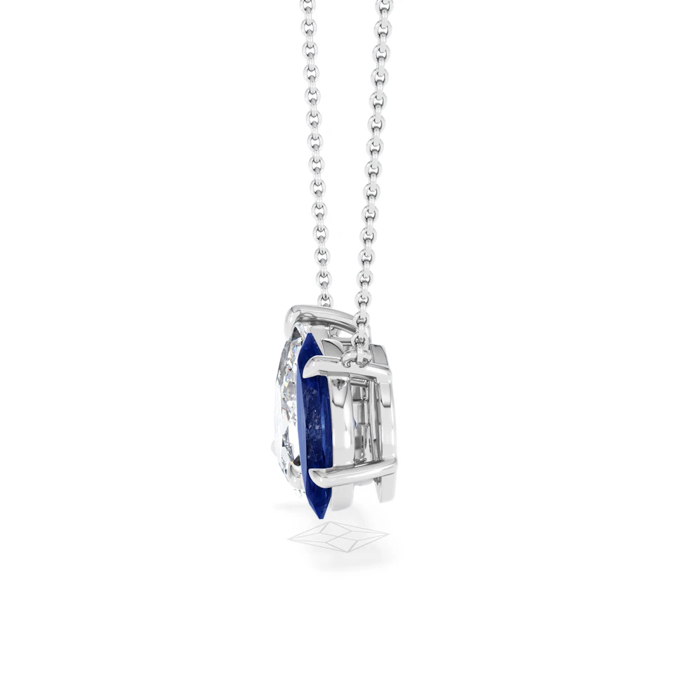 Toi Et Moi 1.50ct Pear Lab Diamond and 1.30ct Marquise Lab Sapphire Necklace in 18K White Gold