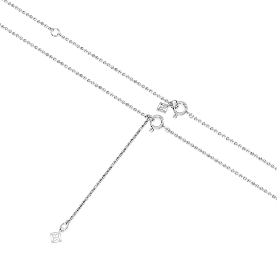 Toi Et Moi 1.50ct Marquise Lab Diamond and 2.50ct Emerald Cut Lab Ruby Necklace in 18K White Gold