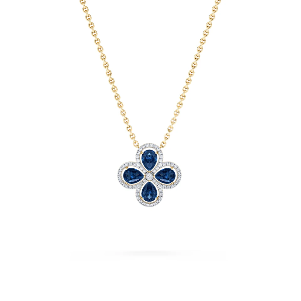 Bloom 3.40ct Lab Sapphire and Lab Diamond Necklace in 18K Yellow Gold