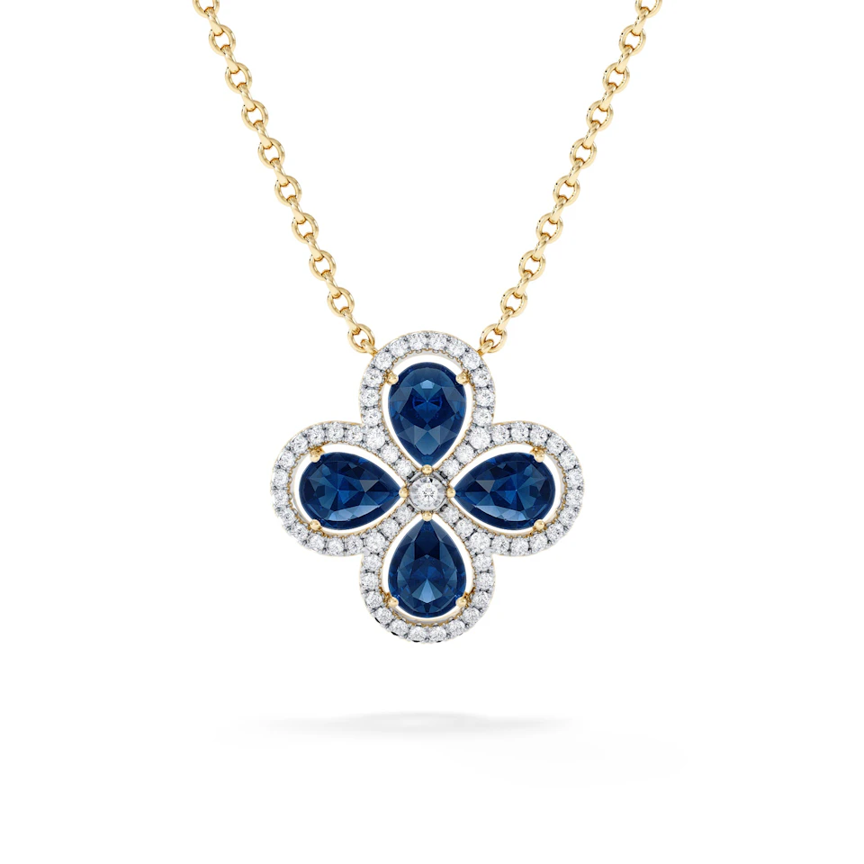 Bloom 3.40ct Lab Sapphire and Lab Diamond Necklace in 18K Yellow Gold