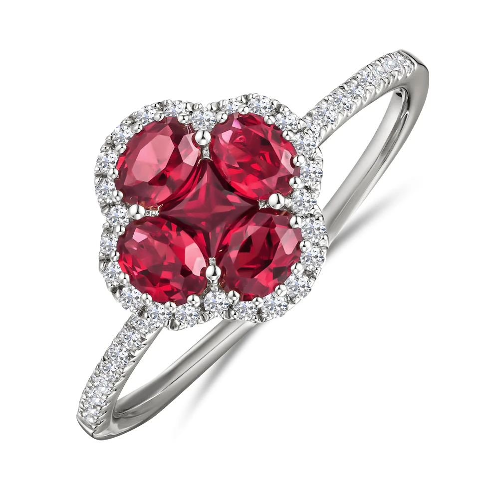 Alegria 0.85ct Lab Ruby Halo Ring in Sterling Silver