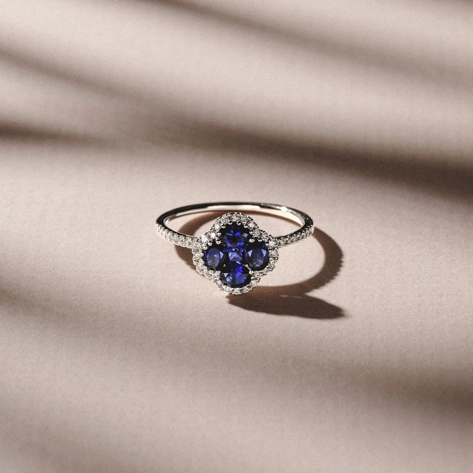 Alegria 1.00ct Lab Sapphire Halo Ring in Sterling Silver