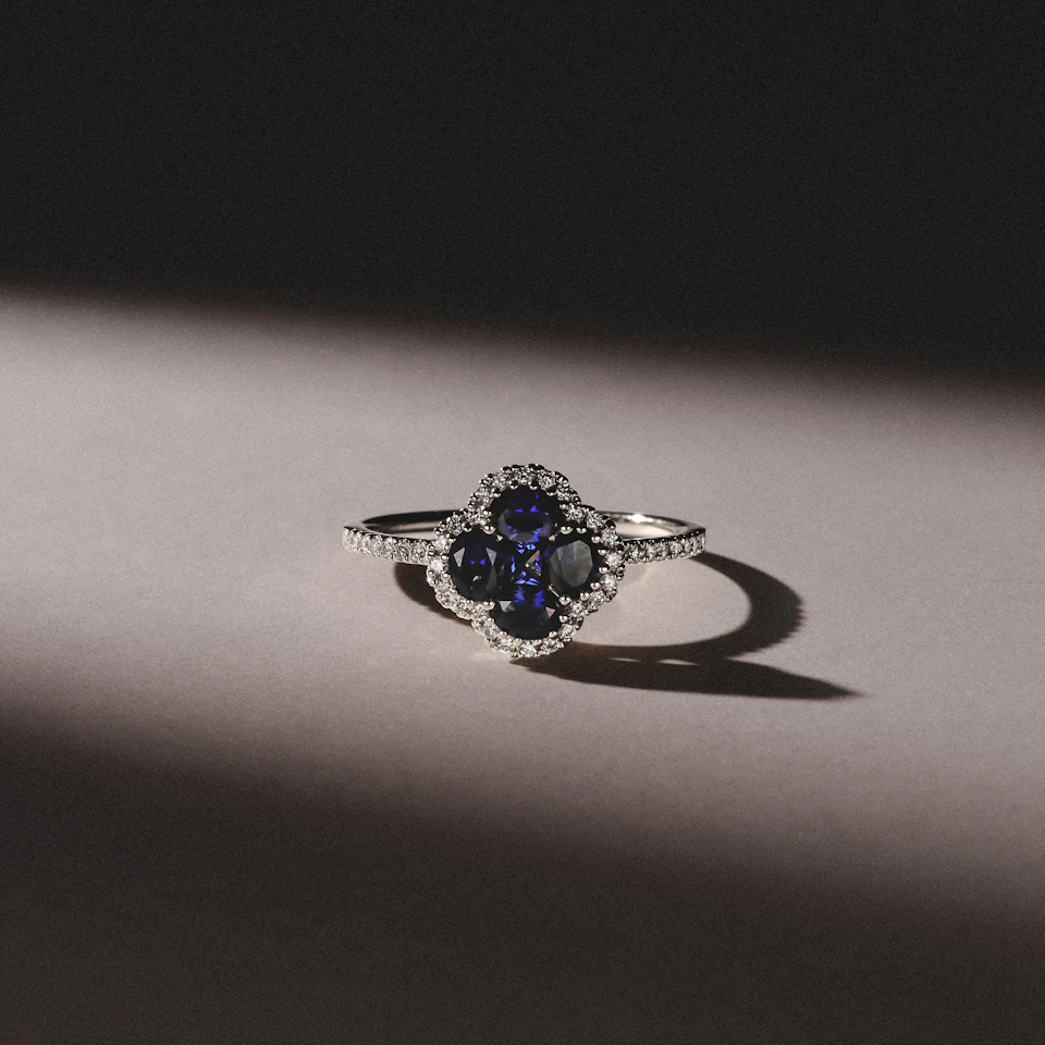 Alegria 1.00ct Lab Sapphire Halo Ring in Sterling Silver