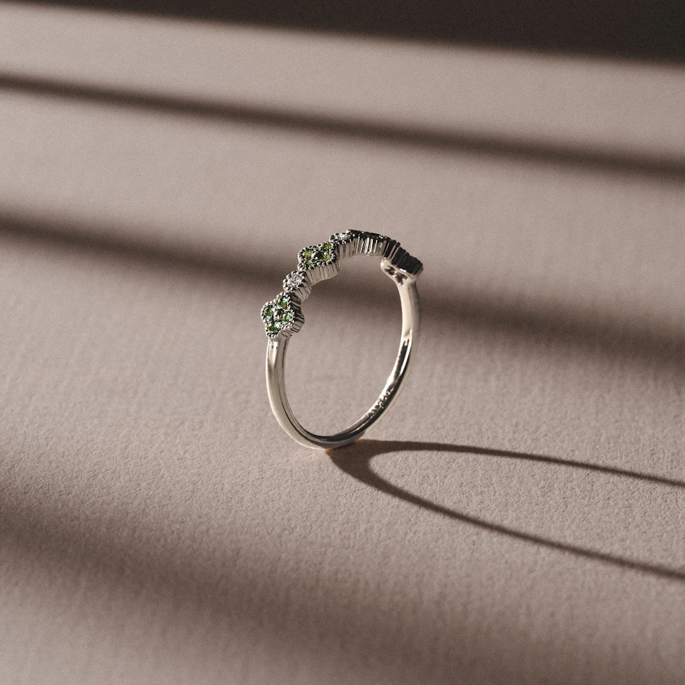 Alegria 0.18ct Lab Emerald 4 Clover Ring in Sterling Silver