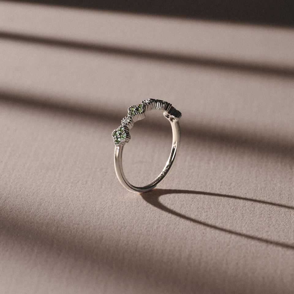 Alegria 0.18ct Lab Emerald 4 Clover Ring in Sterling Silver