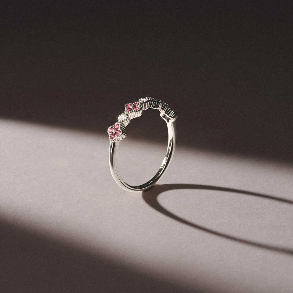 Alegria 0.18ct Lab Ruby 4 Clover Ring in Sterling Silver