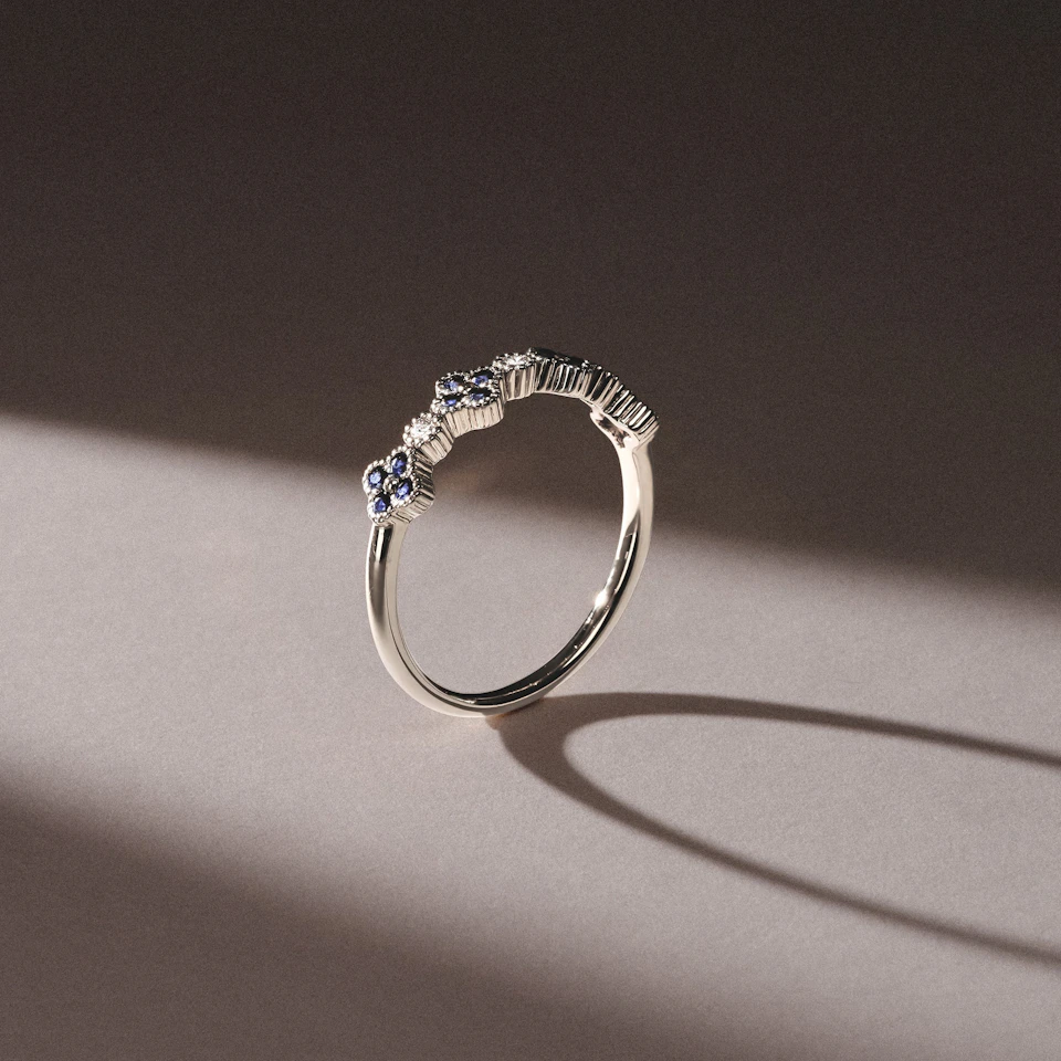 Alegria 0.25ct Lab Sapphire 4 Clover Ring in Sterling Silver