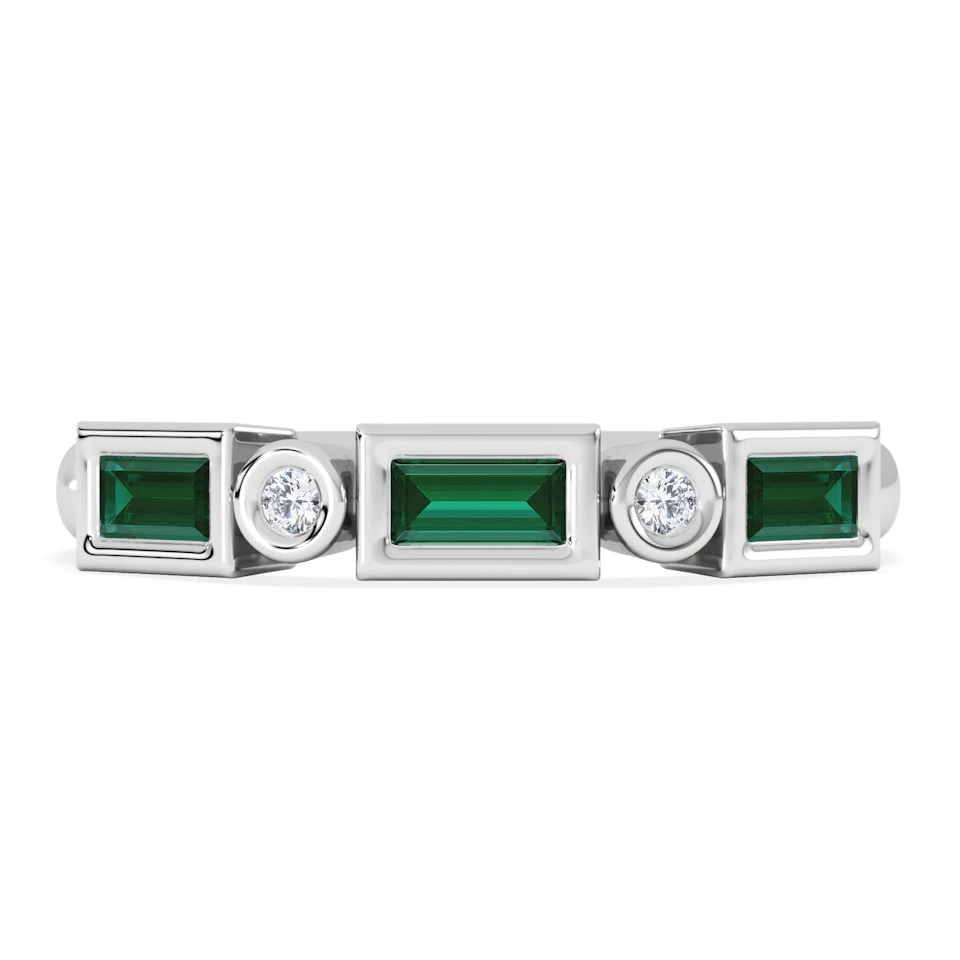 Forme 0.37ct Baguette Cut Lab Emerald 5 Stone Ring in Sterling Silver