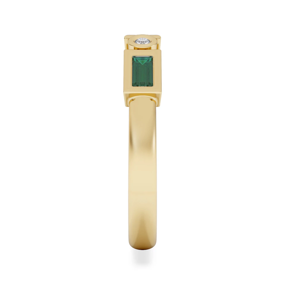 Forme 0.37ct Baguette Cut Lab Emerald 5 Stone Ring in 18K Gold Vermeil