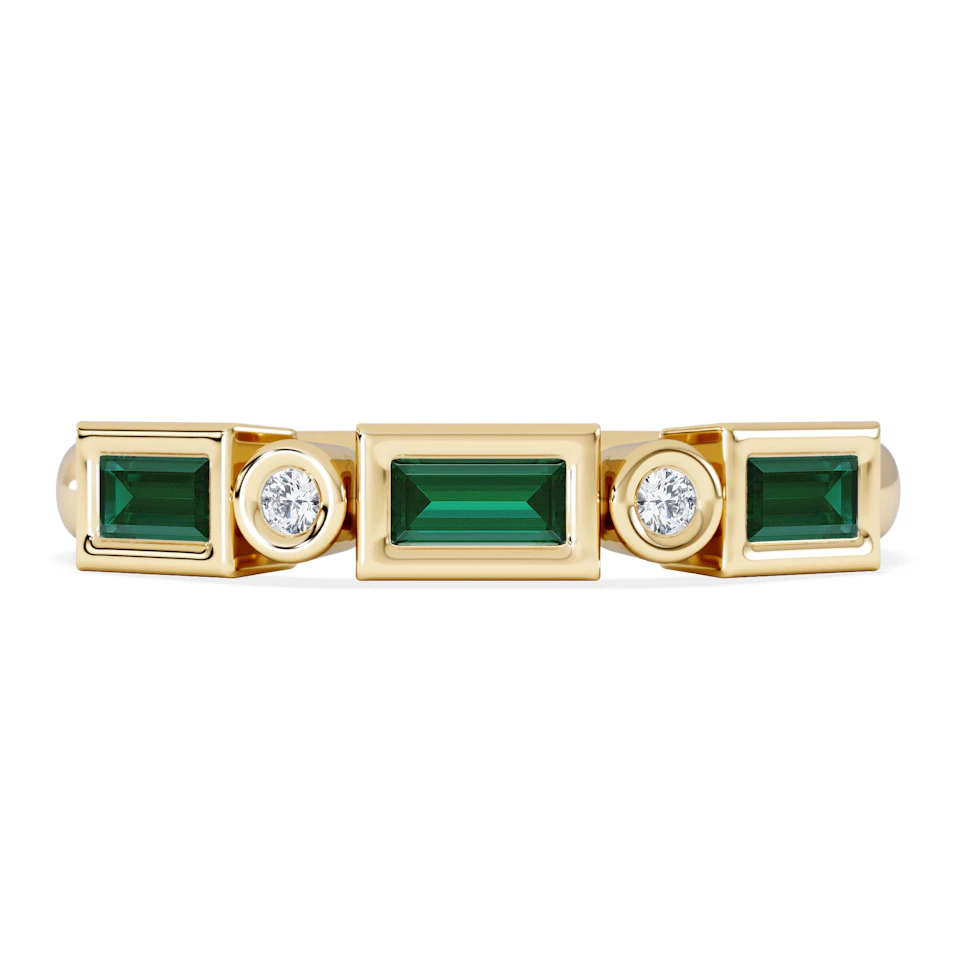 Forme 0.37ct Baguette Cut Lab Emerald 5 Stone Ring in 18K Gold Vermeil
