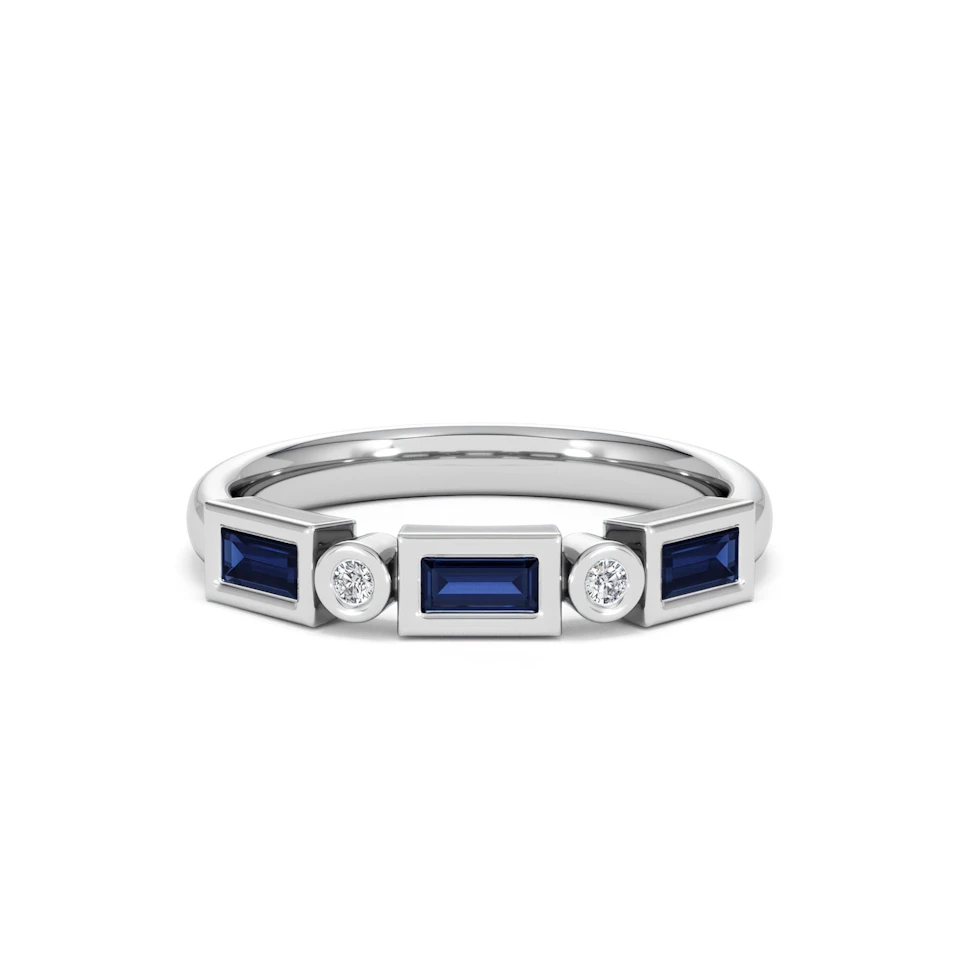 Forme 0.48ct Baguette Cut Lab Sapphire 5 Stone Ring in Sterling Silver