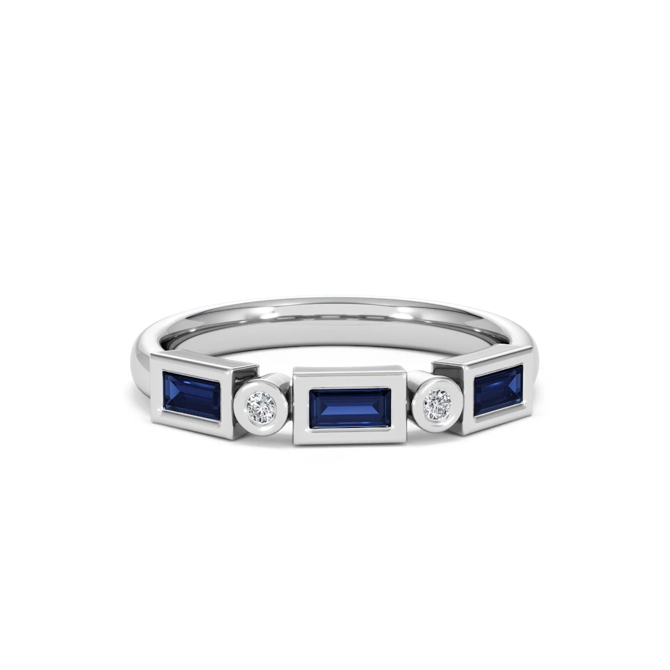 Forme 0.48ct Baguette Cut Lab Sapphire 5 Stone Ring in Sterling Silver