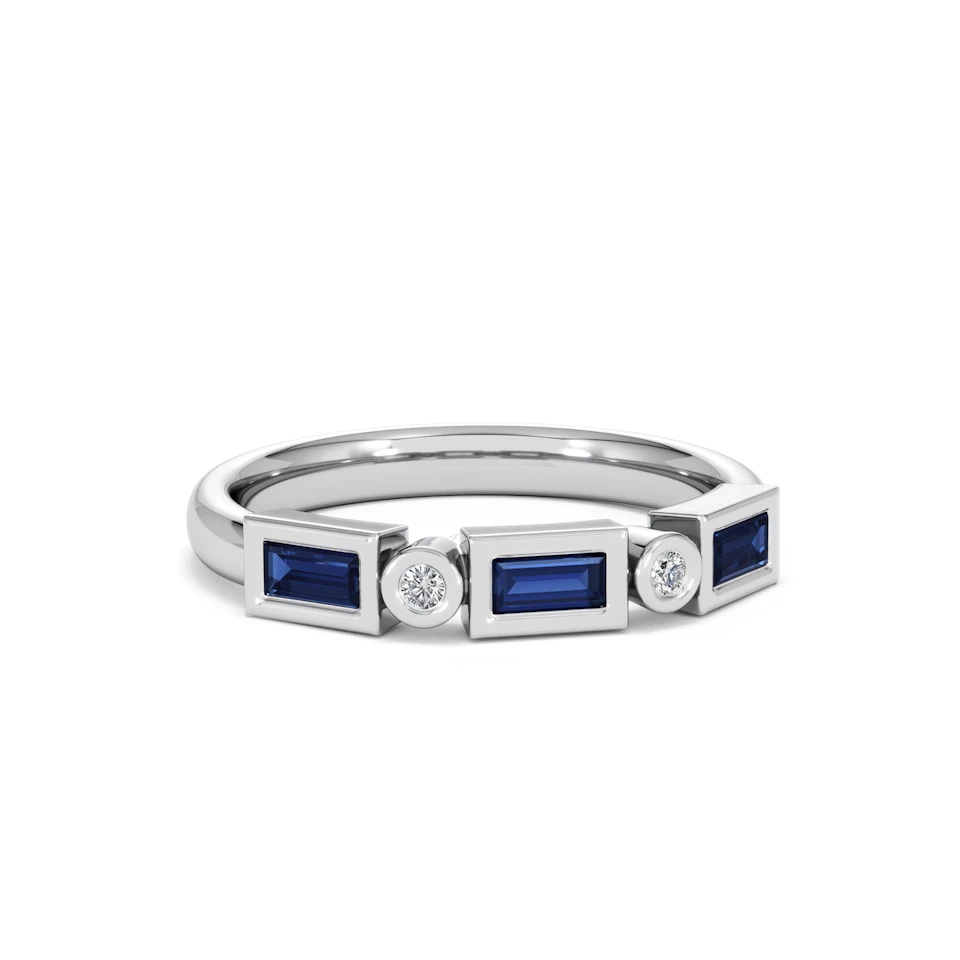 Forme 0.48ct Baguette Cut Lab Sapphire 5 Stone Ring in Sterling Silver