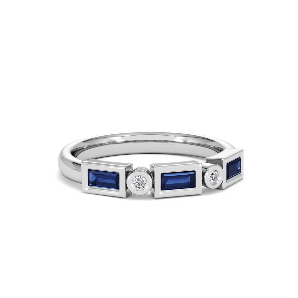 Forme 0.48ct Baguette Cut Lab Sapphire 5 Stone Ring in Sterling Silver