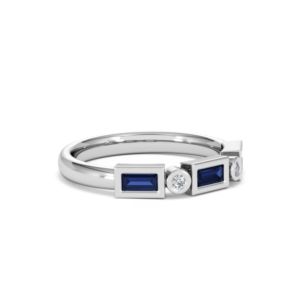 Forme 0.48ct Baguette Cut Lab Sapphire 5 Stone Ring in Sterling Silver