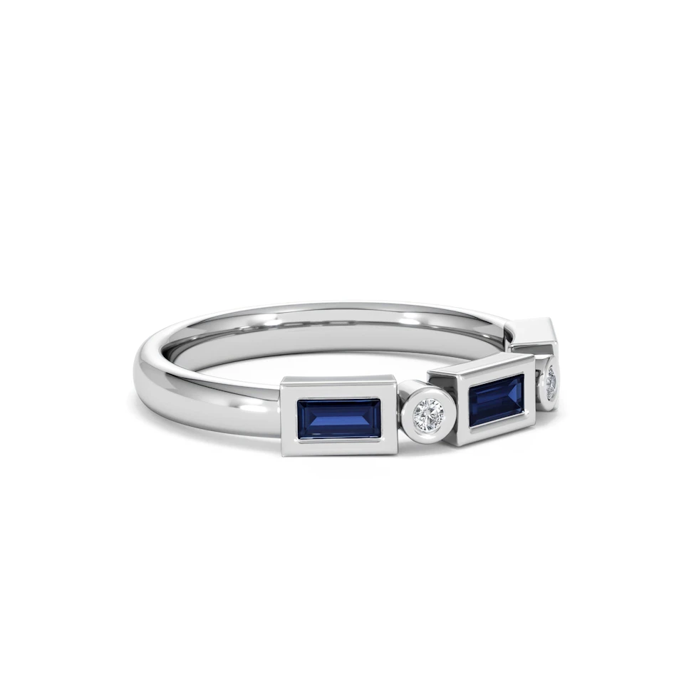Forme 0.48ct Baguette Cut Lab Sapphire 5 Stone Ring in Sterling Silver