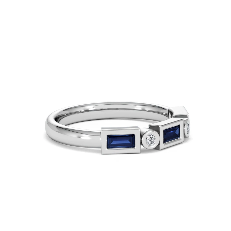Forme 0.48ct Baguette Cut Lab Sapphire 5 Stone Ring in Sterling Silver