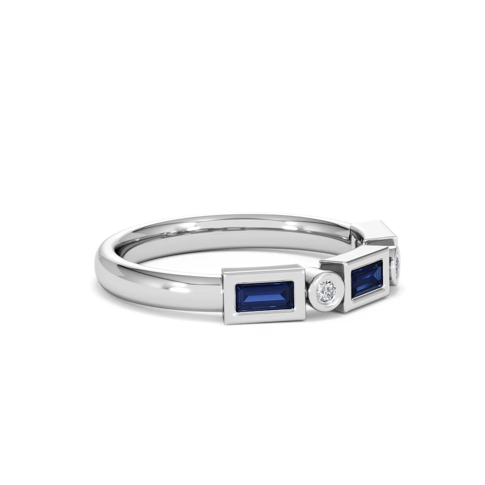 Forme 0.48ct Baguette Cut Lab Sapphire 5 Stone Ring in Sterling Silver