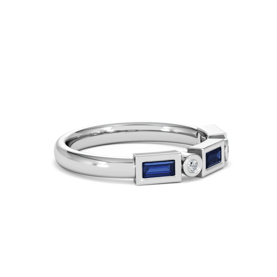 Forme 0.48ct Baguette Cut Lab Sapphire 5 Stone Ring in Sterling Silver