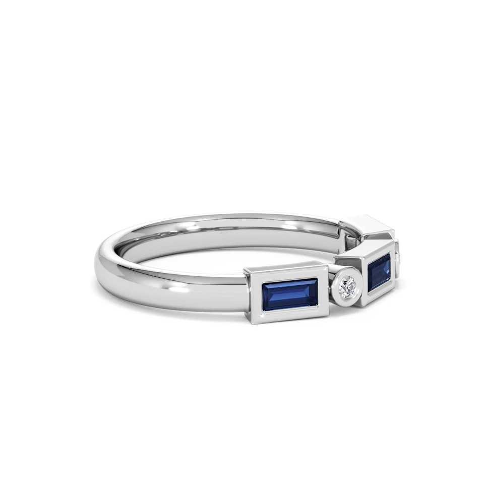 Forme 0.48ct Baguette Cut Lab Sapphire 5 Stone Ring in Sterling Silver
