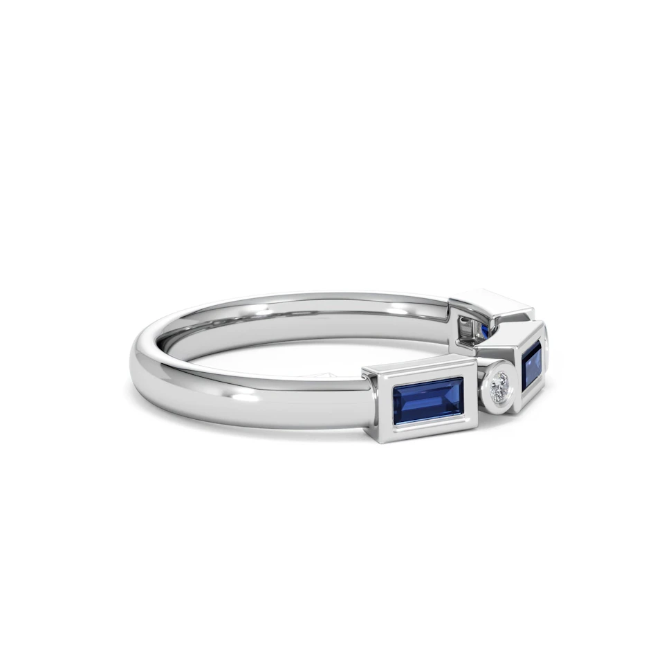 Forme 0.48ct Baguette Cut Lab Sapphire 5 Stone Ring in Sterling Silver