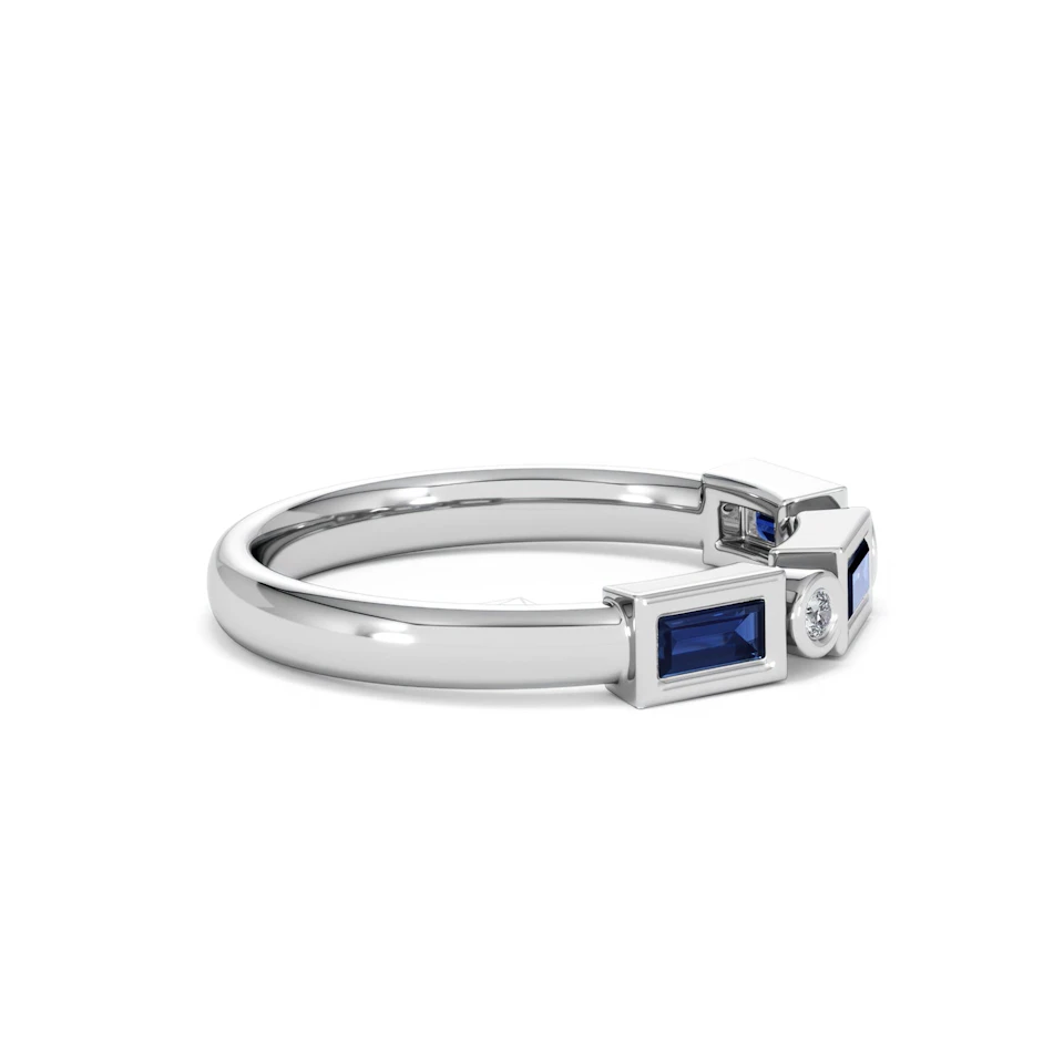 Forme 0.48ct Baguette Cut Lab Sapphire 5 Stone Ring in Sterling Silver