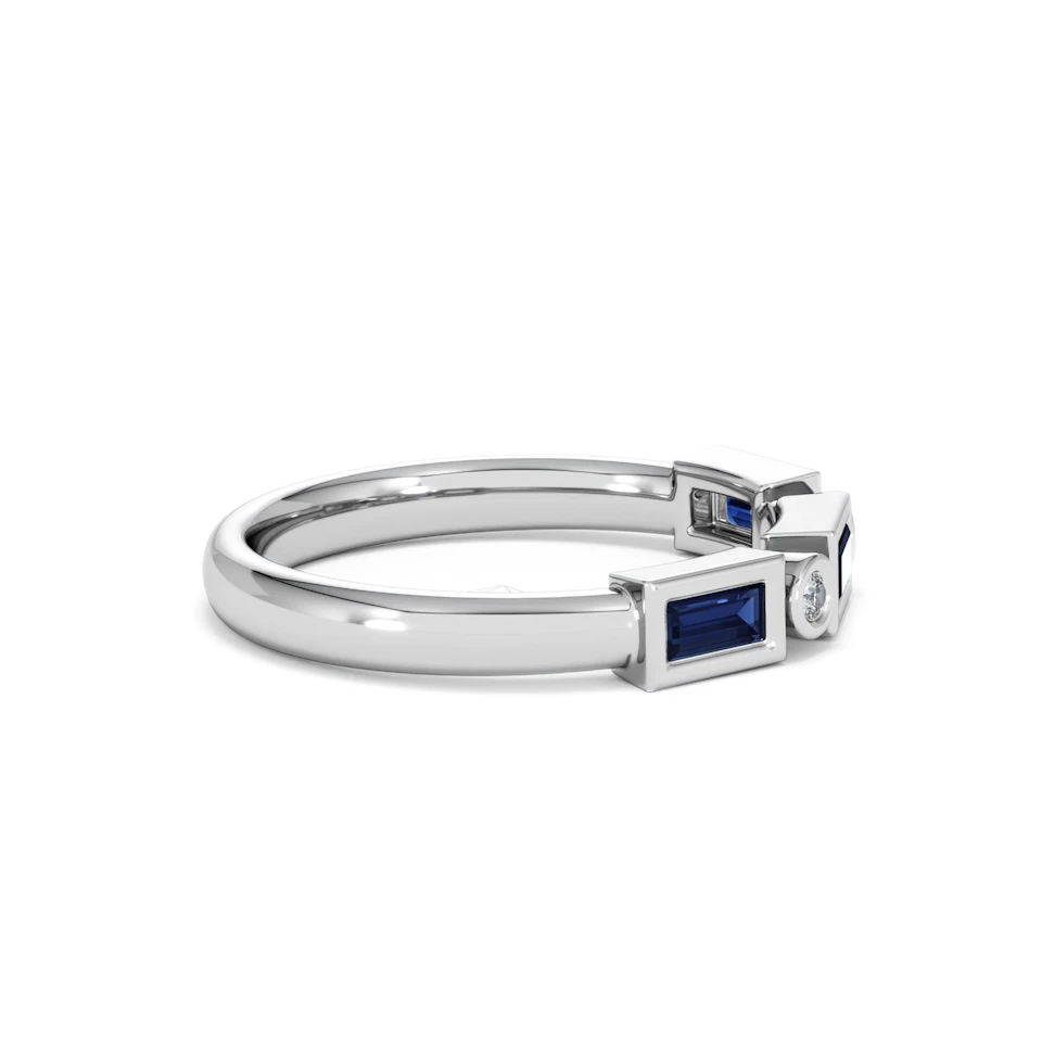 Forme 0.48ct Baguette Cut Lab Sapphire 5 Stone Ring in Sterling Silver