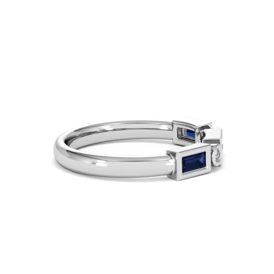 Forme 0.48ct Baguette Cut Lab Sapphire 5 Stone Ring in Sterling Silver