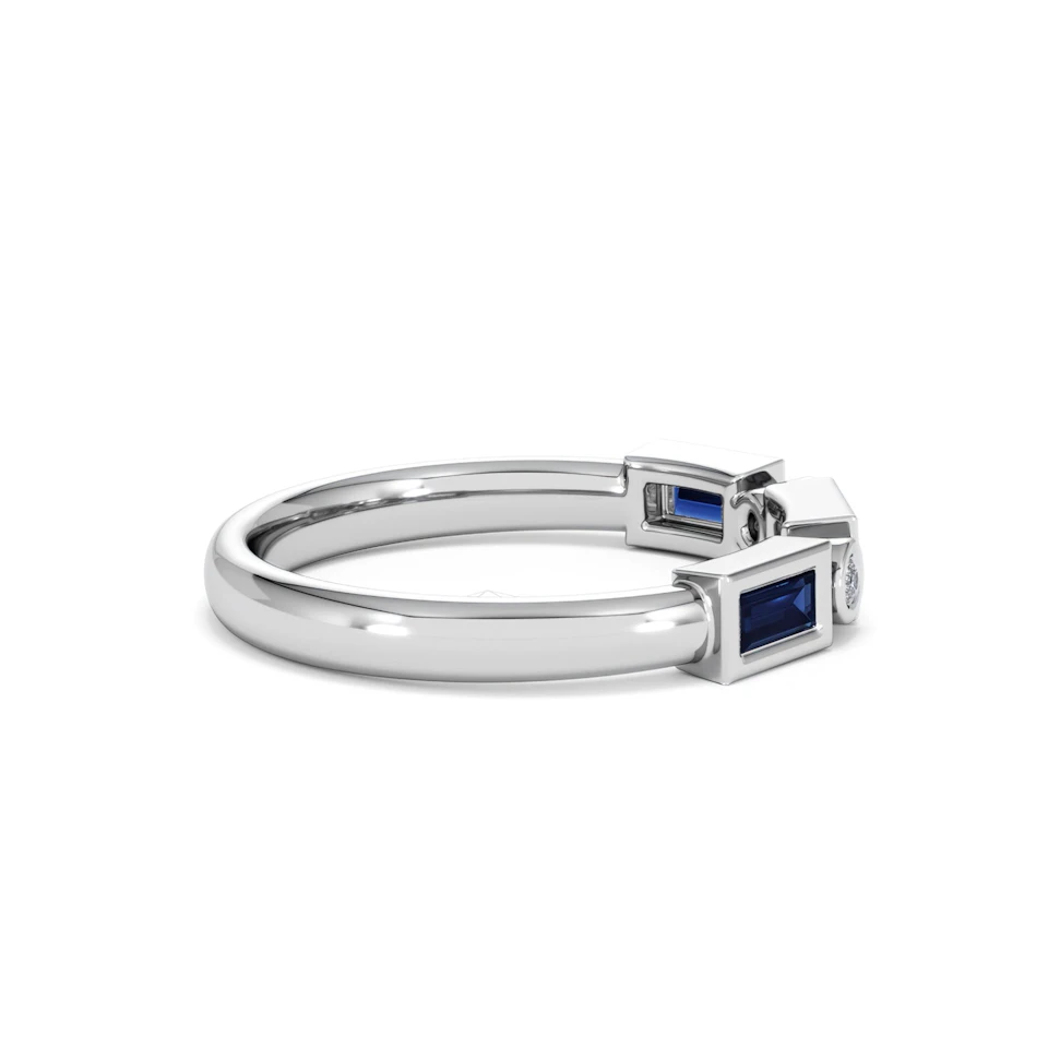 Forme 0.48ct Baguette Cut Lab Sapphire 5 Stone Ring in Sterling Silver