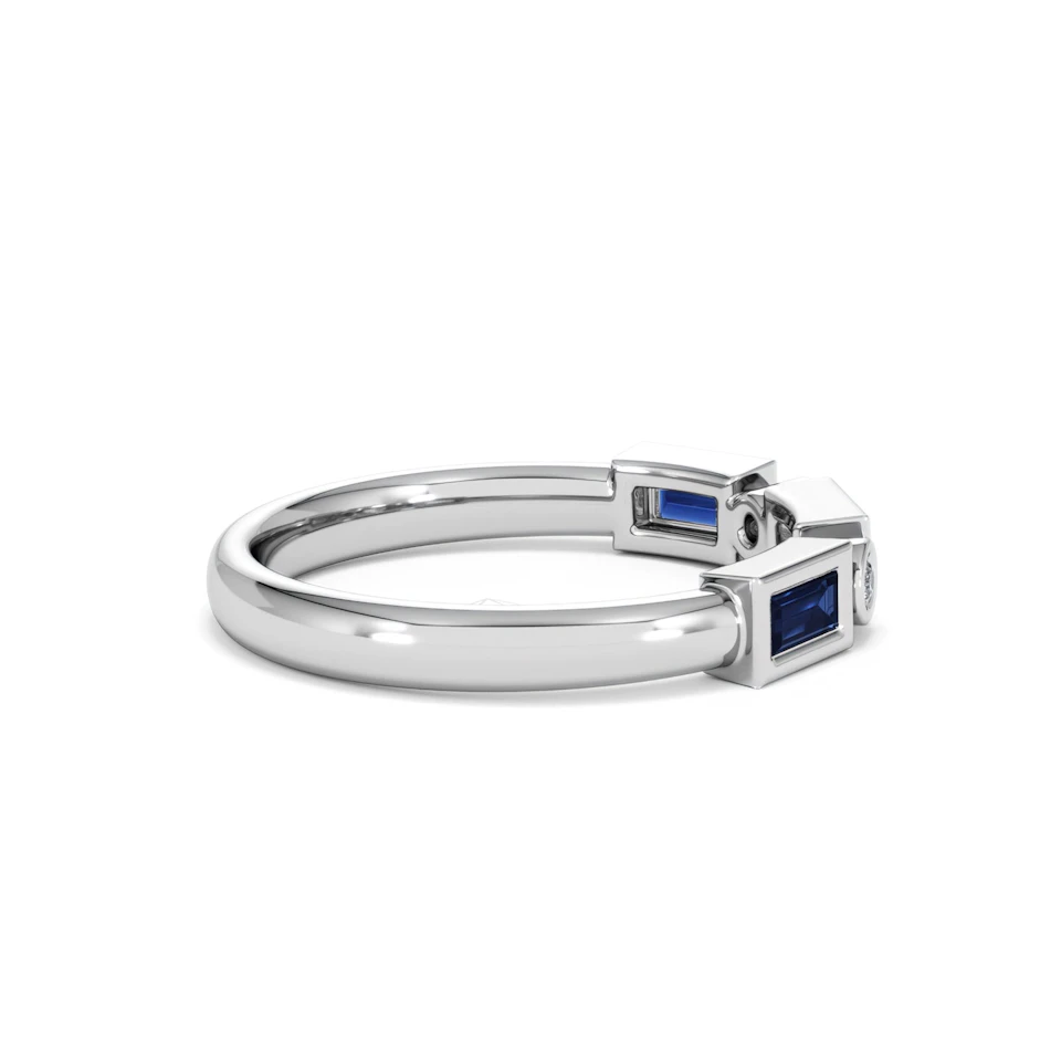 Forme 0.48ct Baguette Cut Lab Sapphire 5 Stone Ring in Sterling Silver