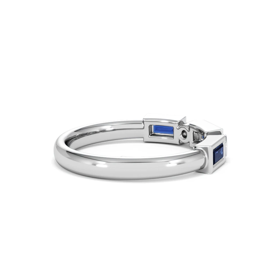 Forme 0.48ct Baguette Cut Lab Sapphire 5 Stone Ring in Sterling Silver