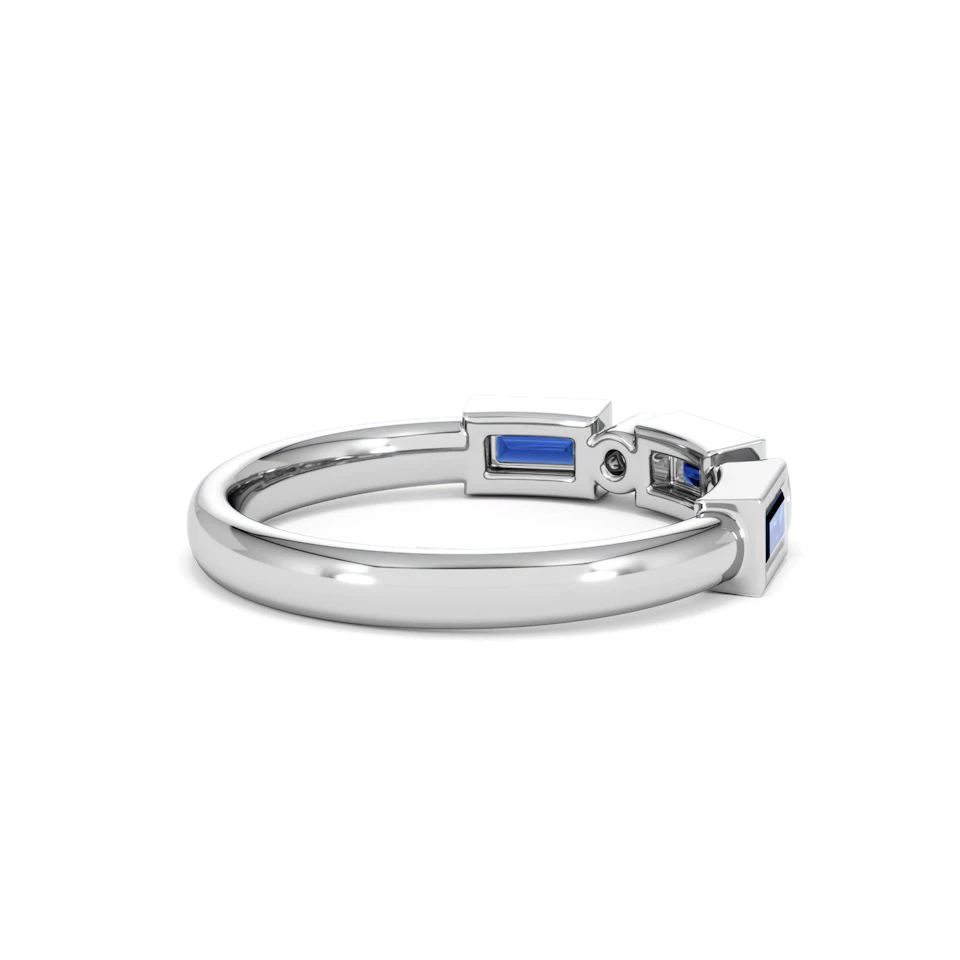 Forme 0.48ct Baguette Cut Lab Sapphire 5 Stone Ring in Sterling Silver